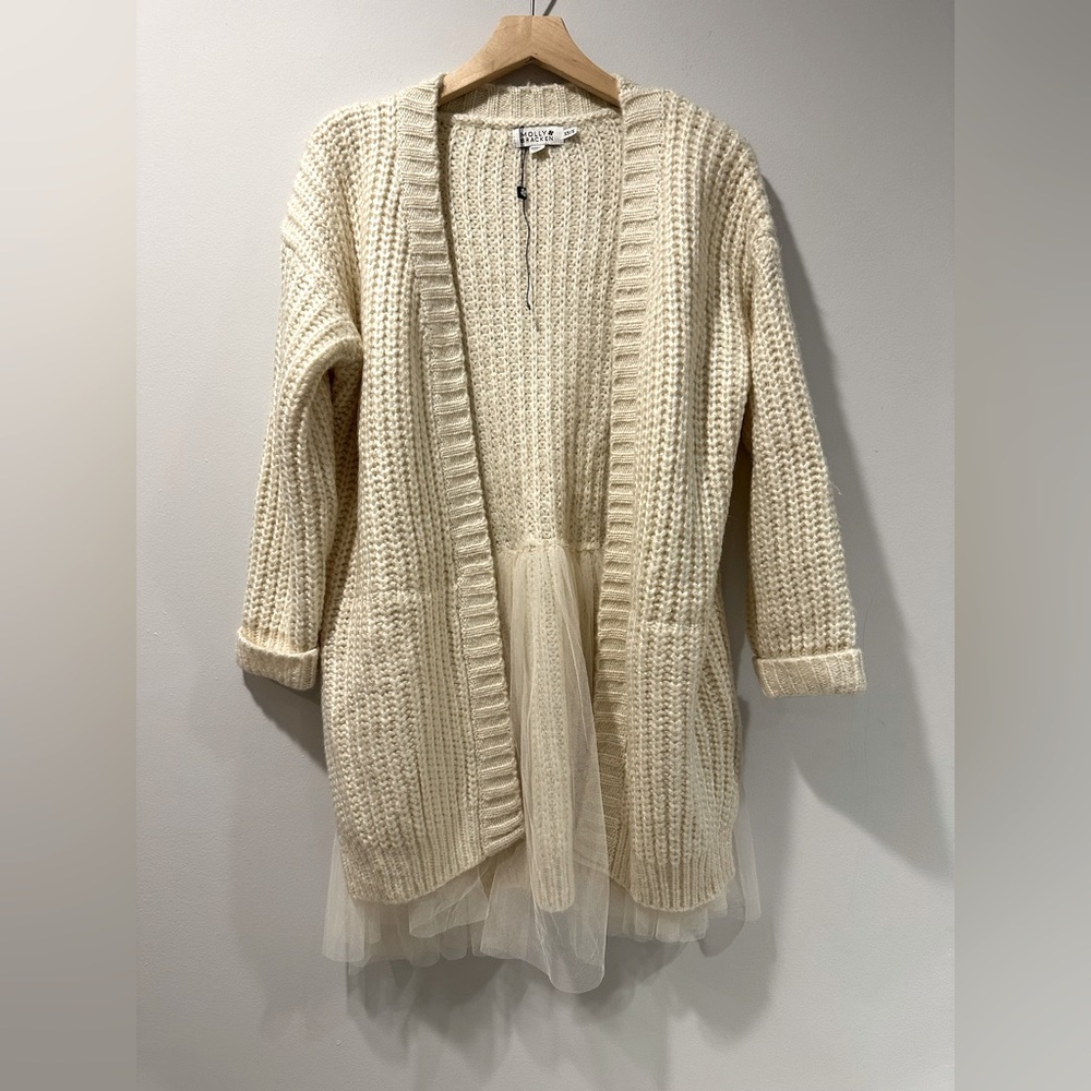 Molly Bracken Textured Tulle Cardigan in Ivory